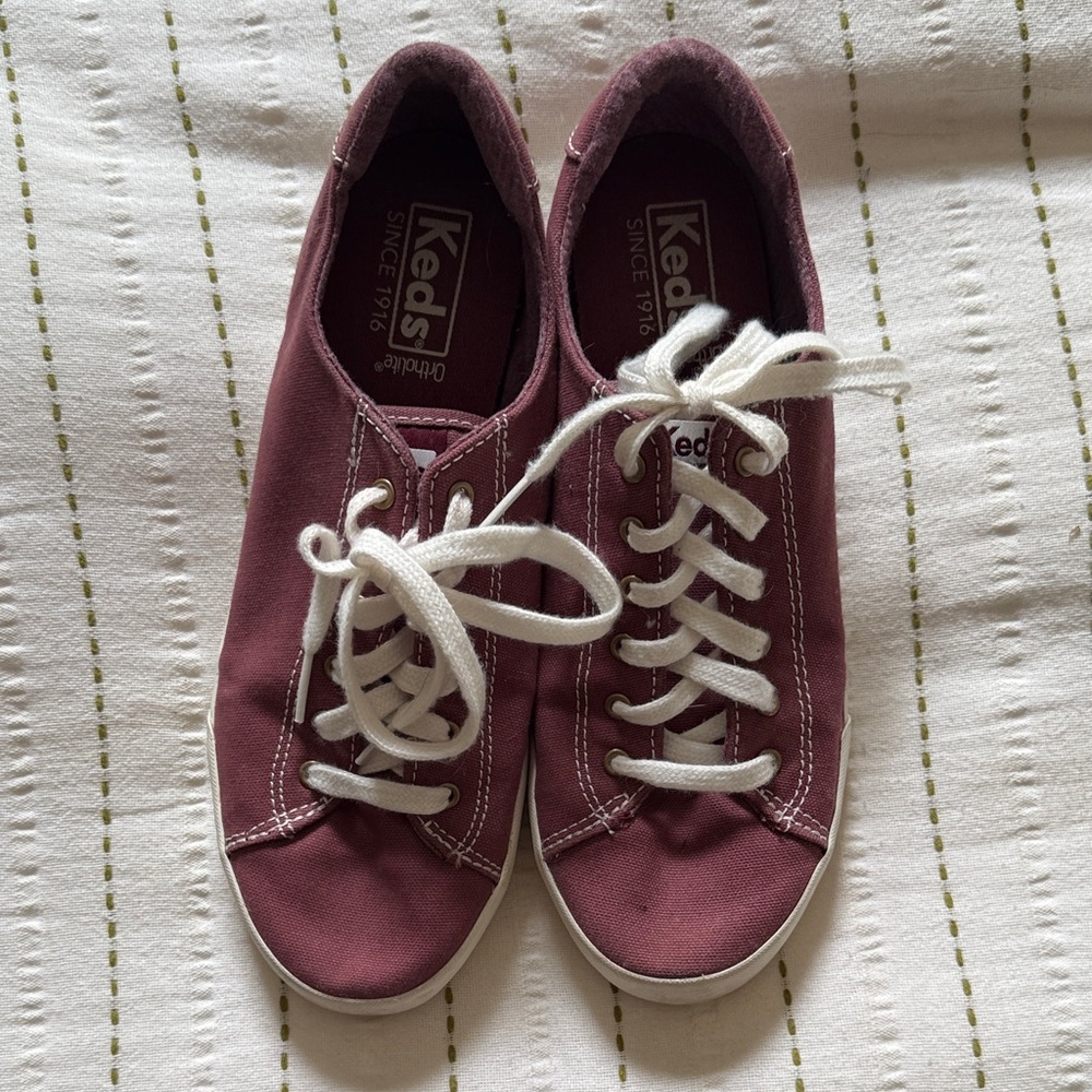 Keds Maroon Canvas Shoes with White Soles